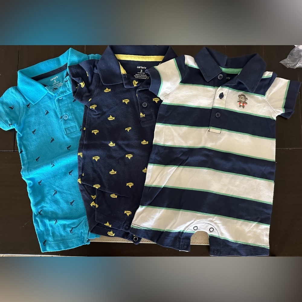 3 Piece BUNDLE! Carter's Kids Polo Shirt Set -3M